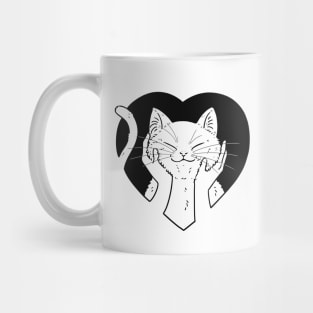 Squishy Cat in heart (black) Mug